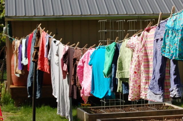 Clothesline in use