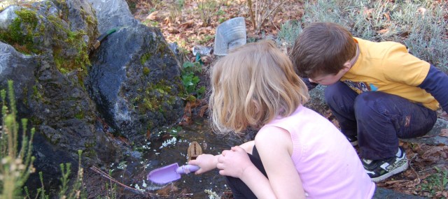 LilyAndrewLake Lily and Andrew making a lake